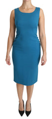 Women's Blue Virgin Wool Casual Dress