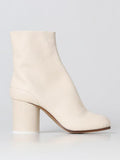 Women's White Leather Ankle Boots