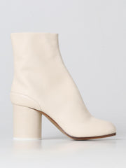 Women's White Leather Ankle Boots