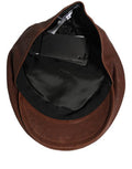 Men Brown Lamb Leather Newsboy Cloth Capello Hat Black And