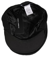 Men Black Cotton Stretch Newsboy Cloth Capello Hat Elastane