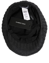 Men Dark Gray Wool Knitted Newsboy Capello Hat Virgin