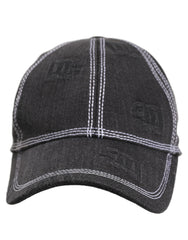 Men Black Cotton 6 Panel Baseball Capello Hat