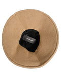 Women Brown Cotton Knit Widebrim Bucket Capello Hat Virgin Wool
