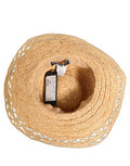 Women Beige Wide Brim Floral Bucket Capello Hat Rafia
