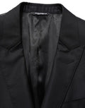 Black Wool Single Breasted Men Blazer Jacket Virgin Silk Clothing