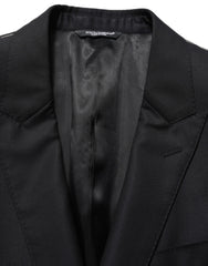 Black Wool Single Breasted Men Blazer Jacket Virgin Silk Clothing