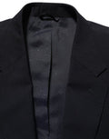 Black Wool Single Breasted Men Blazer Jacket Polyester Elastane Clothing