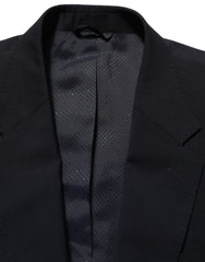 Black Wool Single Breasted Men Blazer Jacket Polyester Elastane Clothing