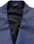 Blue Wool Double Breasted Men Blazer Jacket Virgin Polyester Clothing