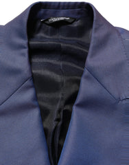 Blue Wool Double Breasted Men Blazer Jacket Virgin Polyester Clothing