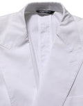 Men's White Cotton Double Breasted Blazer Jacket Elastane Clothing