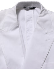 Men's White Cotton Double Breasted Blazer Jacket Elastane Clothing