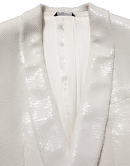 Men's White Viscose Single Breasted Blazer Jacket Polyester Clothing