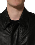 Black Leather Full Zip Men Biker Jacket Clothing