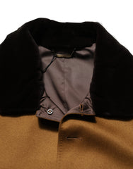 Brown Cashmere Mink Fur Men Overcoat Jacket Elastane Clothing