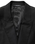 Men's Black Wool Single Breasted Blazer Jacket Virgin Silk Clothing