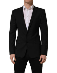 Men's Black Wool Single Breasted Blazer Jacket Virgin Elastane Clothing