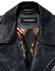 Black Leather Men Biker Coat Goatskin Jacket Clothing