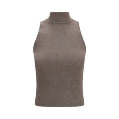 Women's Brown Cashmere Sleeveles Sweater Clothing