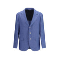 Men's Blue Linen Full-Length Jacket Clothing