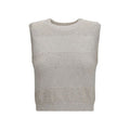 Women's Beige Cotton Sleeveles Sweater Clothing