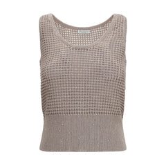 Women's Beige Cotton Tank Tops
