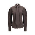 Women's Brown Cotton Dress Shirt