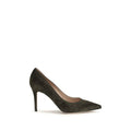 Women's Suede Pump Black Calf Leather Bos