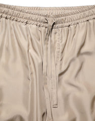 Men's Silk Ruched Cargo Joggers Brown