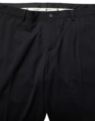 Men's Virgin Wool Tapered Leg Trousers Black Polyester