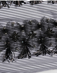 Men's Pinstriped Embellished Trousers Gray Cotton