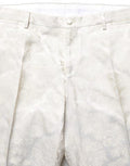 Men's Floral Jacquard Trousers White Polyester Acetate Nylon