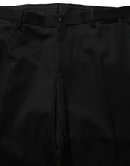 Men's Black Crystal Embellished 2 Piece Suit Virgin Wool Silk Polyester