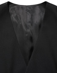 Men's Black Wool Single Breasted Waistcoat Vest Virgin Clothing