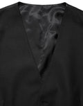 Men's Black Wool Single Breasted Waistcoat Vest Virgin Silk Clothing