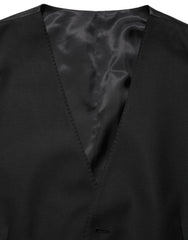 Men's Black Wool Single Breasted Waistcoat Vest Virgin Silk Clothing
