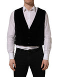 Men's Black Cotton Singlebreasted Waistcoat Vest Viscose Nylon Elastane Clothing
