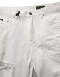 Men's White Cotton Distressed Straight Denim Jeans Clothing