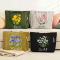 Personalizada Nacimiento Flor Gran Capacidad Bolsa de Pana con Nombre Cumpleaños Aniversario Regalo para Mujer