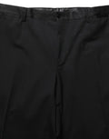 Men's Virgin Wool Tapered Leg Trousers Black Silk