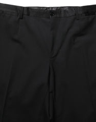 Men's Virgin Wool Tapered Leg Trousers Black Silk