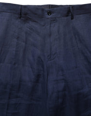 Men's Linen Straight-Leg Trousers Navy