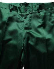 Men's Tapered-Leg Dress Trousers Green Polyester