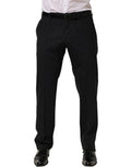 Men's Virgin Wool Tapered-Leg Trousers Black Elastane