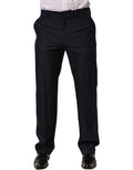 Men's Wool-Mohair Tapered-Leg Dress Trousers Black