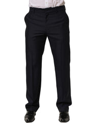 Men's Wool-Mohair Tapered-Leg Dress Trousers Black