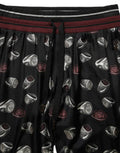 Men's Pants Black Ring Print Silk Jogging Trousers