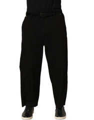 Men's Cotton Straight-Leg Trousers Black