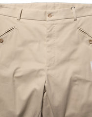 Beige Re-Editon Mid Waist Tapered Men Pants Cotton Elastane